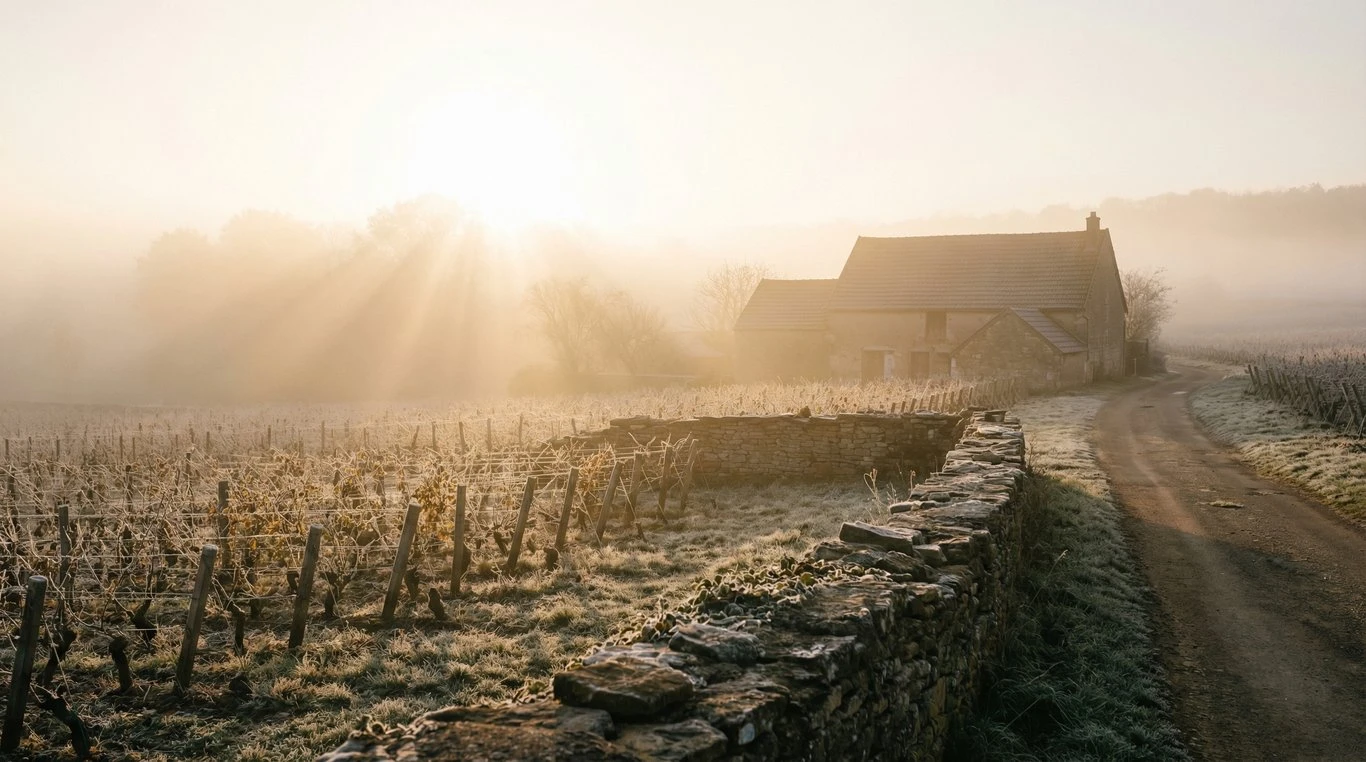Vignobles de Bourgogne au lever du soleil