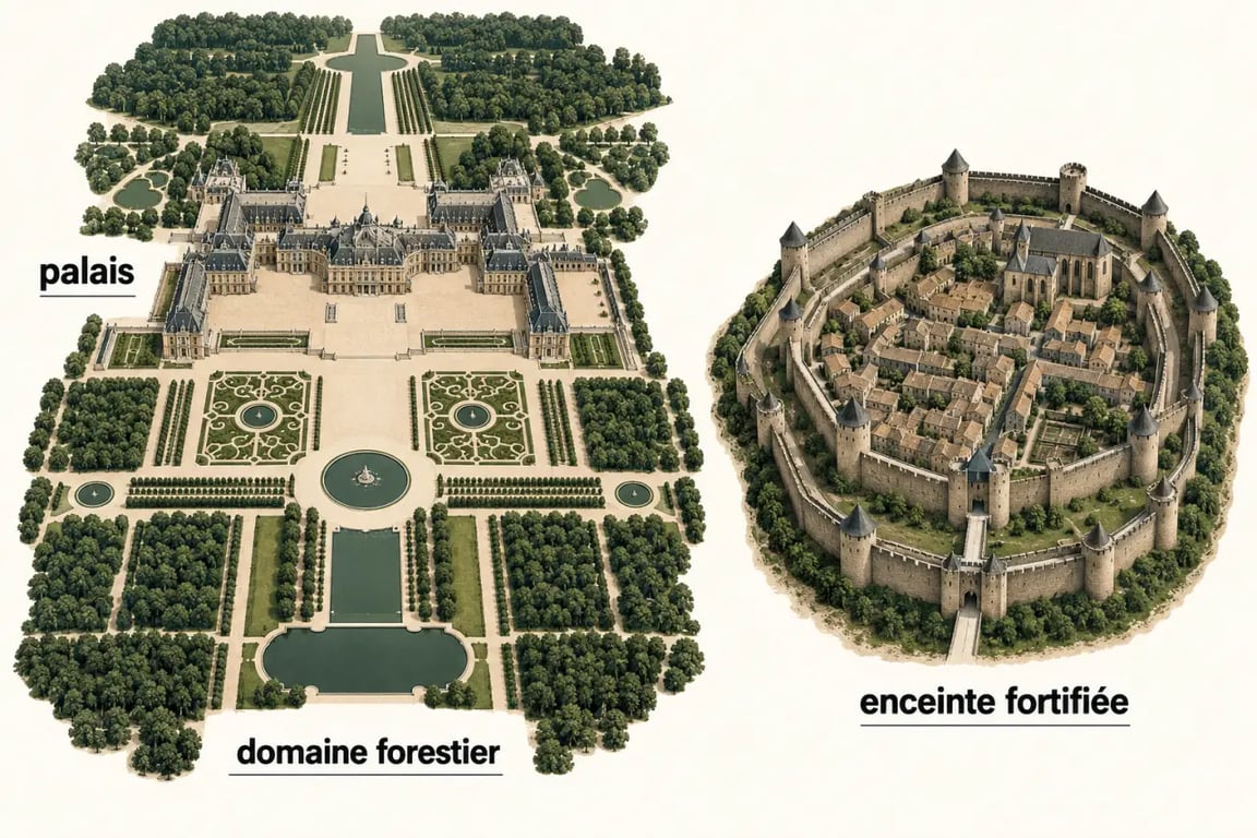 Vue comparative des palais et forteresses parmi les plus grands châteaux de France