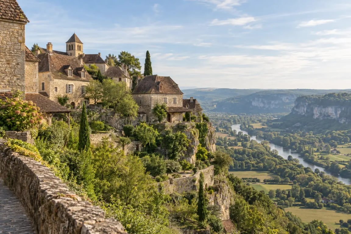 Circuit Nos Plus Beaux Villages avec vue sur Loubressac et la vallée de la Dordogne