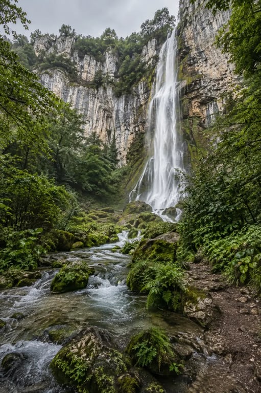 Circuit Nos Plus Beaux Villages à Autoire avec la cascade et les falaises calcaires