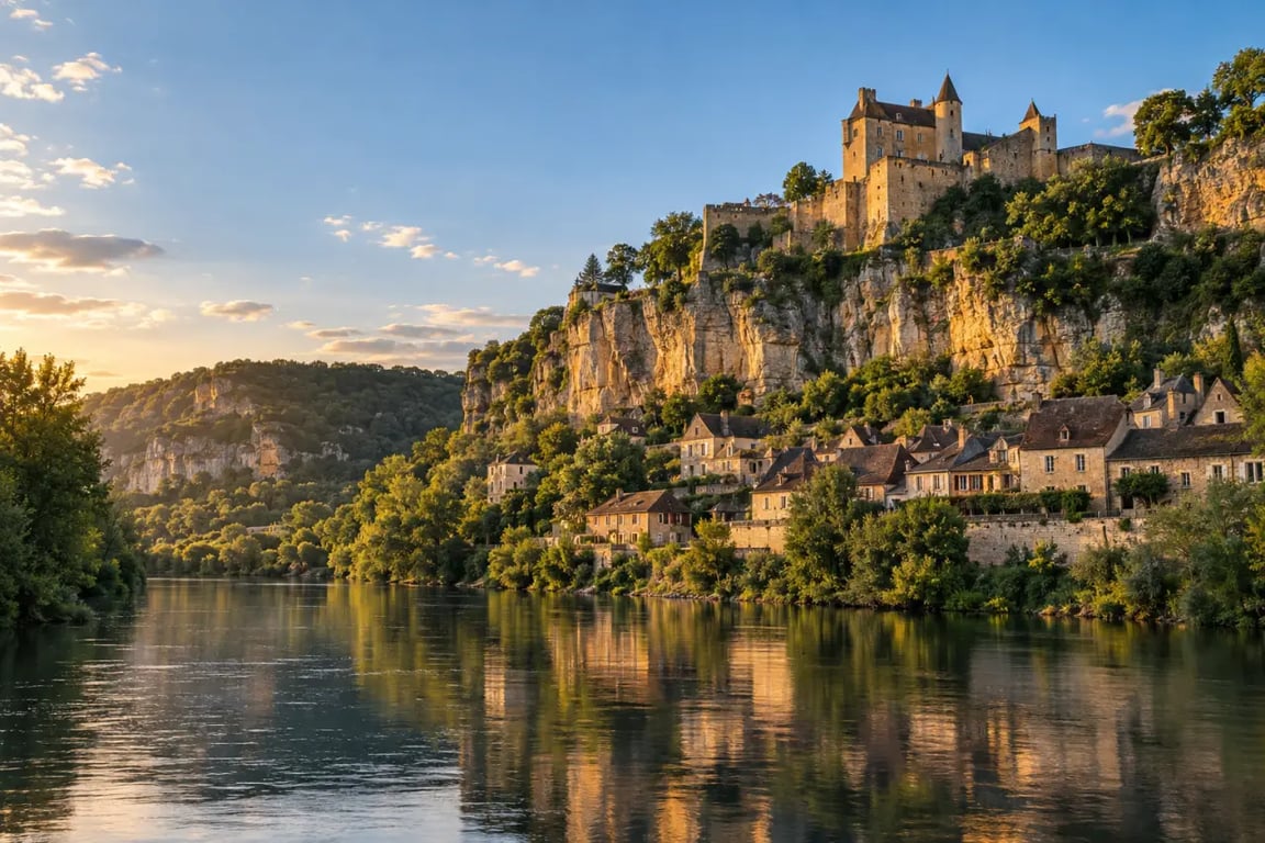 Département de la Dordogne tourisme : vallée de la Dordogne, château et village du Périgord Noir