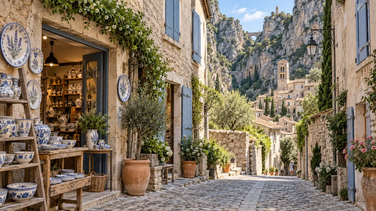 Ruelles et façades de Moustiers-Sainte-Marie dans les Alpes-de-Haute-Provence