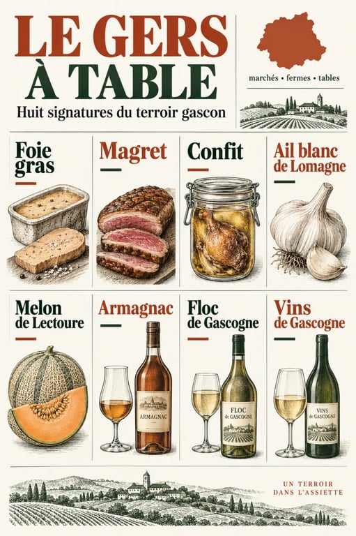 Infographie sur la gastronomie Gers et ses spécialités du terroir