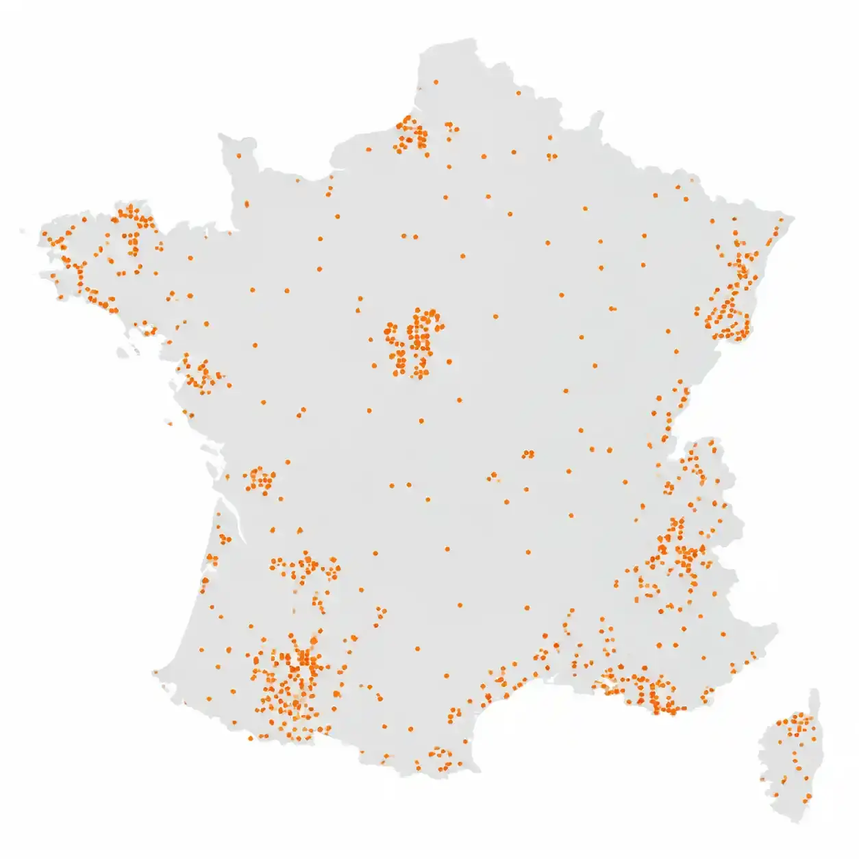 Carte des plus beaux villages de France : répartition des villages du réseau sur le territoire