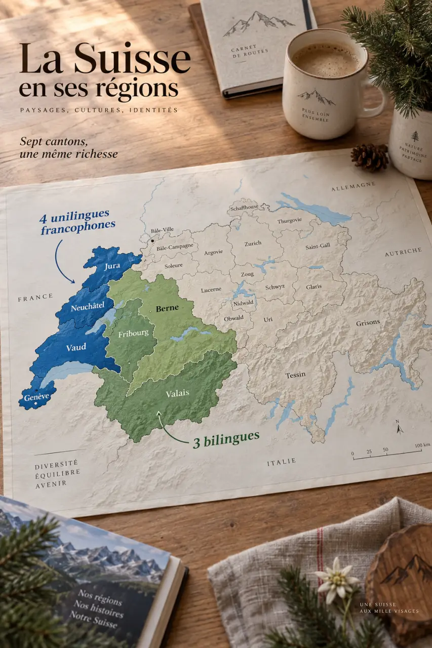 Les cantons francophones de Suisse : 4 unilingues et 3 bilingues à situer